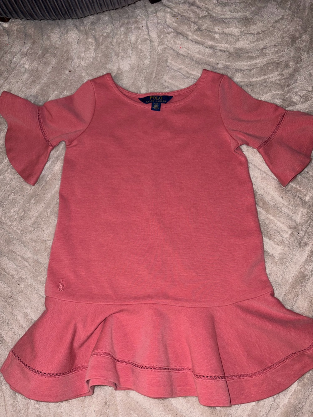 Ralph Lauren Coral Ruffle Hem Girls' Dress